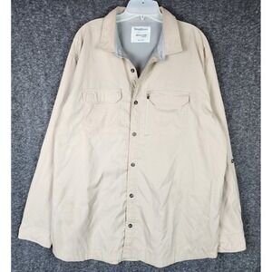 WindRiver Shirt Mens 2XL No Fly Zone Tan Mosquito Repellent Button Down EUC